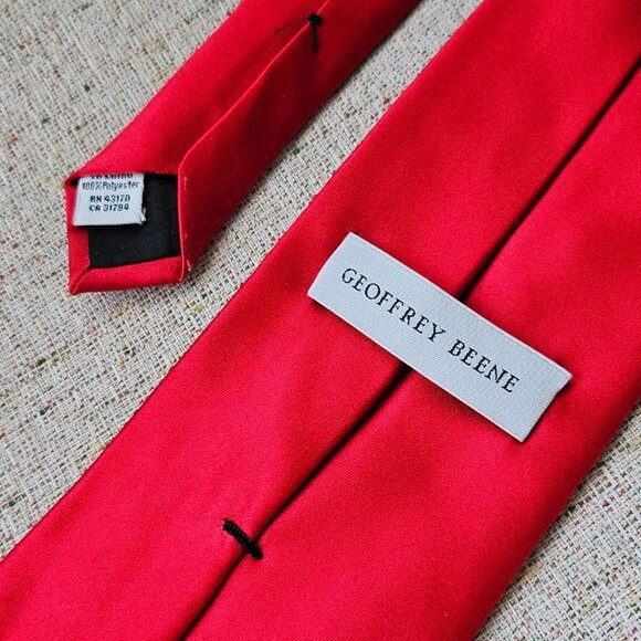 Geoffrey Beene Men Tie Red Classic Necktie Handmade Tie - Picture 7 of 9